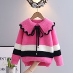 Girls Sweater Supplier - Wholesale Gradient Color Round Ball Lace Rabbit