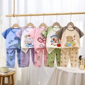 Children's Pajamas Set Manufacturer - OEM Summer Pure Cotton Short Sleeved