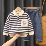 Baby Boy Autumn Clothes Manufacturer - OEM Cartoon Sweater Two-piece Set