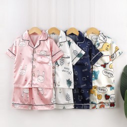 Children's Pajamas Supplier - OEM Lightweight Ice Silk Short Sleeved Suit