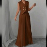 Women 2Pc Outfits Supplier - OEM Elegant Button Pleated Commute Office Fashion