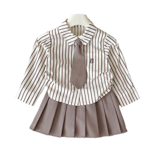 Little Girl Suit Skirt Manufacturer - OEM College Style Western Striped Set