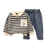 Baby Boy Autumn Clothes Manufacturer - OEM Cartoon Sweater Two-piece Set
