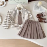 Little Girl Suit Skirt Manufacturer - OEM College Style Western Striped Set