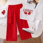 Girl Clothing Set Manufacturer - OEM Summer Cherry Shirt Trousers Set