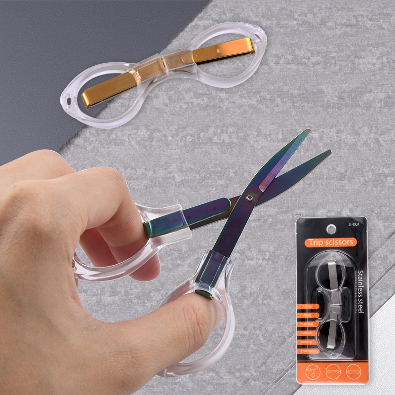 Customized Stainless Steel Scissors Smooth Edge Grade for Travel Folding Eyeglasses Fishing Tailor Laser Purposes Plastic Handle