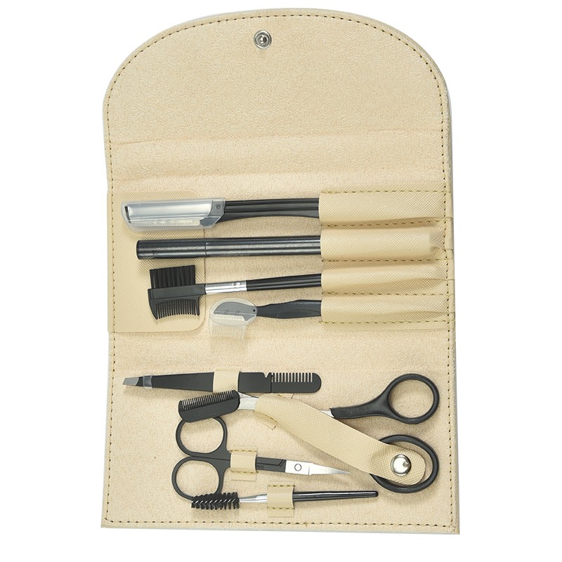Home Use 8 Pcs Mens Women Eyebrow Trimming Set Stainless Steel Eyebrow Cutting Personal Care Beauty Tool Kit