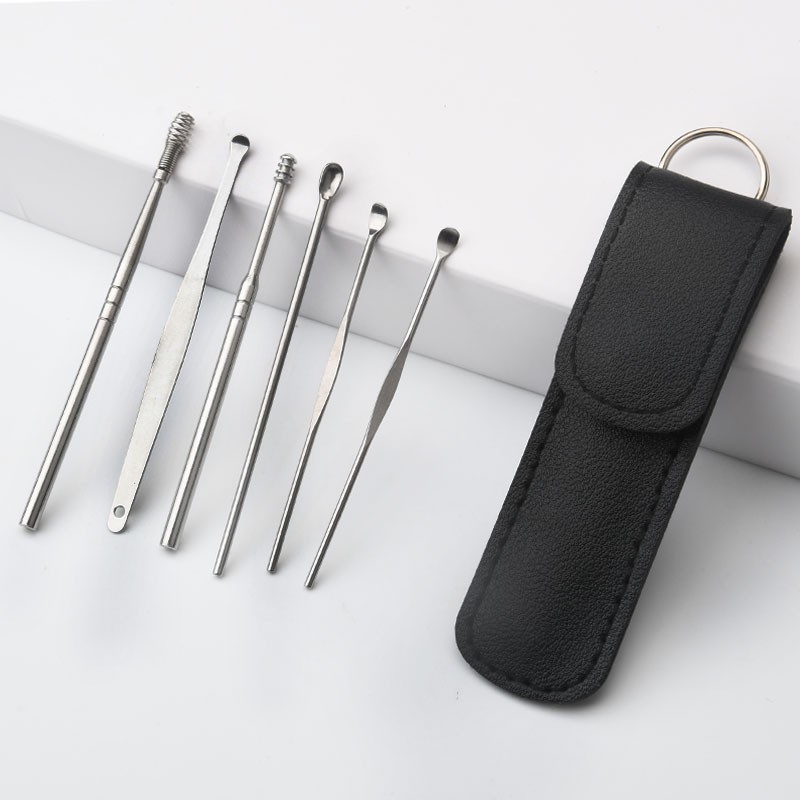Customized 6pcs Metal Earpick Sticks Ear Cleanser Spoon Earwax Remover Set Ear Pick Cleaning Tools for Beauty & Personal Care