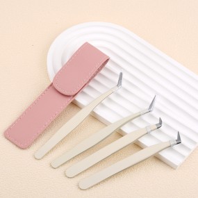 Professional Stainless Steel Fiber Lash Tweezers Pointed Tip Titanium Eyelash Extensions Applicator High Precision