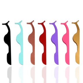 Metal False Eyelash Tweezers Stainless Steel False Lash Wearing Applicators Lash Pliers