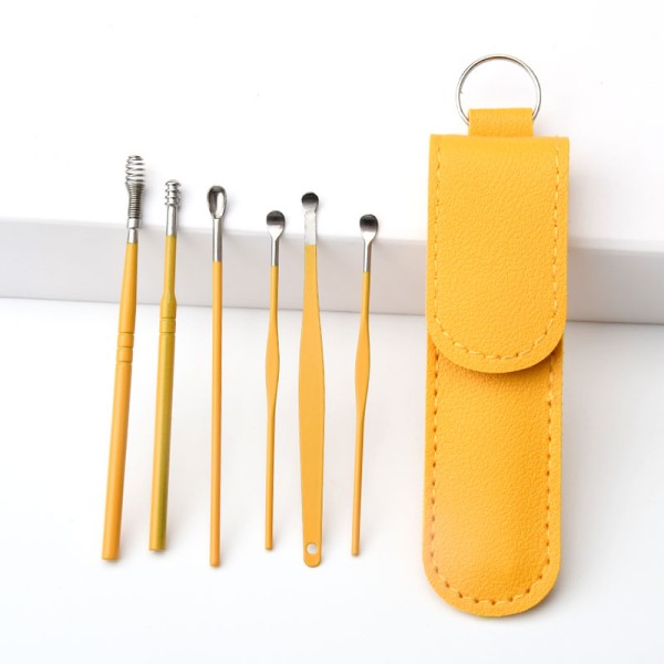 6pcs Factory Metal Earpick Sticks Ear Cleanser Spoon Earwax Remover 6pcs Ear Pick Ear Cleaning Tool Set