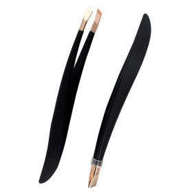 Professional Beauty Gold Eyebrow Lash Tweezer Pointed Slant Design for Eyebrow Shaping Lash Removal Customizable Private Label