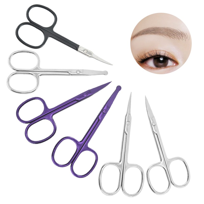 Professional Stainless Steel Makeup Nose Eyebrow Scissors Curved Manicure Eyebrow Scissors