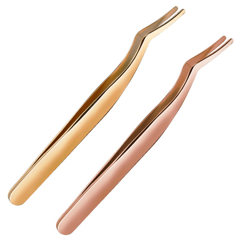 Custom Stainless Steel Curved Colorful Private Label Eyelash Extensions Tweezers