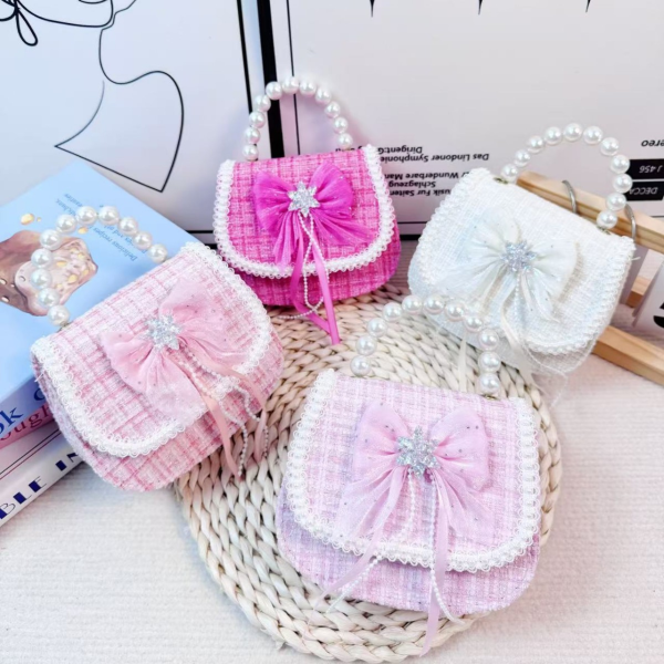 Girls Bag - Butterfly Pearl Handle