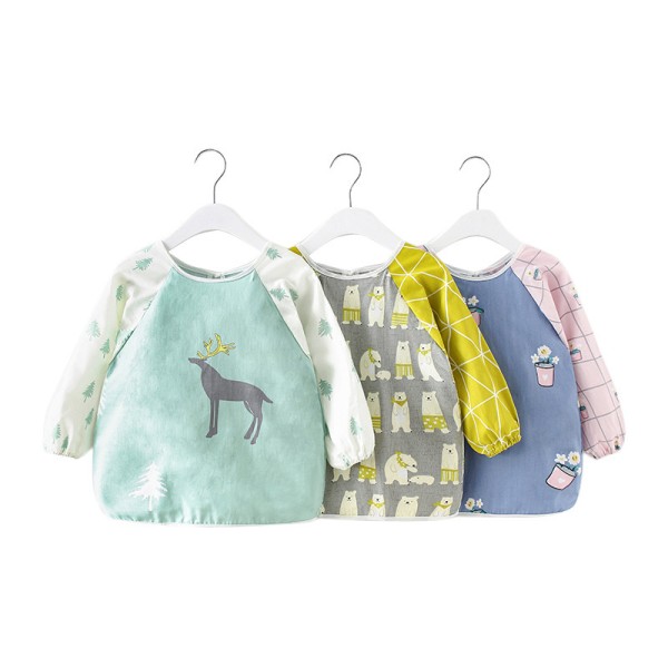 Baby Bib Apron Supplier - OEM Long Sleeve Anti Dirt Waterproof Pocket
