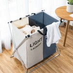 Waterproof Laundry Hamper Supplier - OEM Triple Divided Bamboo Frame Organizer
