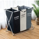 Waterproof Laundry Hamper Supplier - OEM Triple Divided Bamboo Frame Organizer