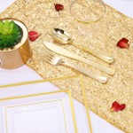 Disposable Tableware Set Supplier - OEM 25 Gold Silverware Plastic Plates