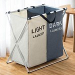 Waterproof Laundry Hamper Supplier - OEM Triple Divided Bamboo Frame Organizer