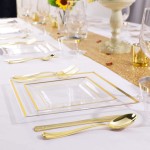 Disposable Tableware Set Supplier - OEM 25 Gold Silverware Plastic Plates