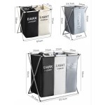 Laundry Basket Supplier - OEM Bathroom 3 Compartments Foldable Multifuncion