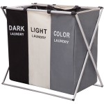 Waterproof Laundry Hamper Supplier - OEM Triple Divided Bamboo Frame Organizer