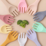 Silicone Spoon and Fork Set Manufacturer - OEM Kids Small Size Solid Pattern