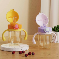 PPSU Straw Cup Supplier - OEM Cartoon Print Windmill Flip Lid with Strap