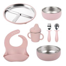 Baby Feeding Set Supplier - OEM Stainless Steel Silicone Bowl with Spoon Fork Non Slip