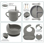 Baby LED Weaning Supplies Manufacturer - OEM 9 Pcs Cute Silicone Bib Spoon Bowl Plate