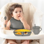 Baby LED Weaning Supplies Manufacturer - OEM 9 Pcs Cute Silicone Bib Spoon Bowl Plate