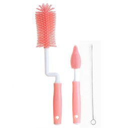 Baby Bottle Cleaning Brush Kit Supplier - OEM 3 in 1 Silicone Brush for Straws Pumps