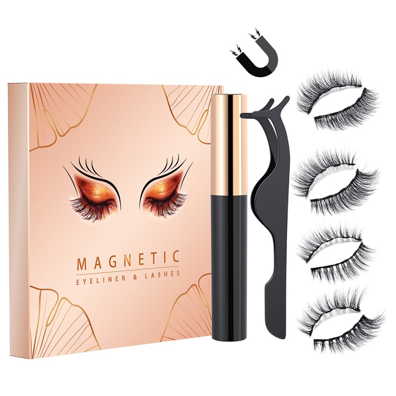 Eyelashes with Magnetic Eyeliner and Magnetic Eyelashes Set Magnet Liquid with Eyeliner Waterproof Pen
