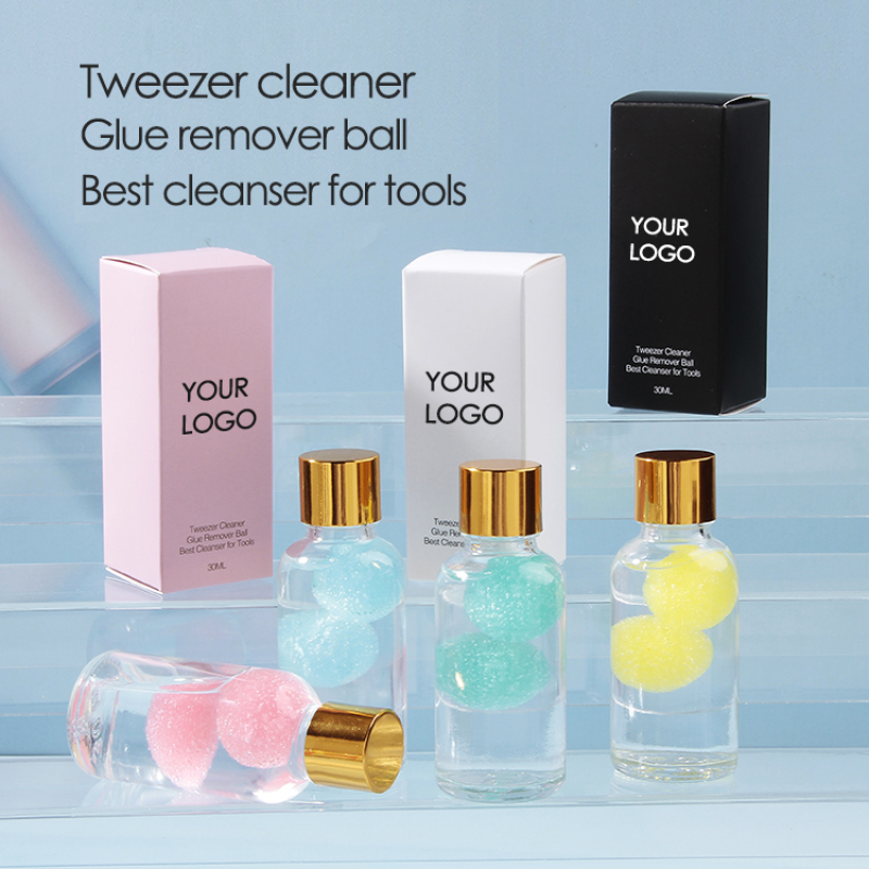 Eyelash Extension Tweezers Cleaner Tweezers Cleaning Tool with Liquid Glue Remover Sponge Ball for Lash Tweezers Cleaner