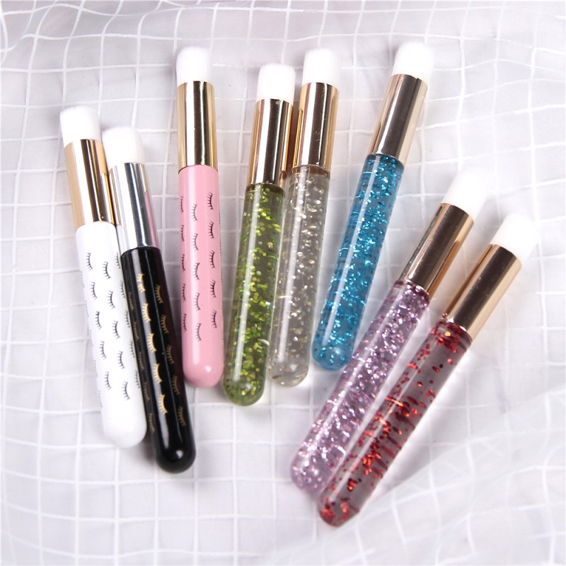 Lash Shampoo Brushes Set with Transparent Travel Plastic Tubes, Eyelash Extensions Clean Brush