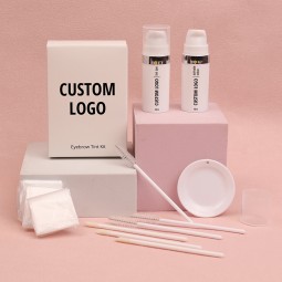 浅棕色黑色色调半永久眉毛染色混合染料套件与定制的标志包装