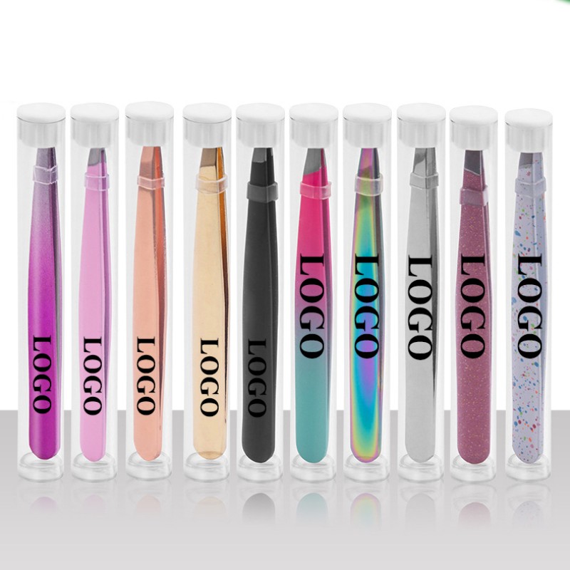 Personalised Eyebrow Tweezer 2pcs Glitter Tweezers Eyebrow Set Slant Eyebrow Tweezers Black