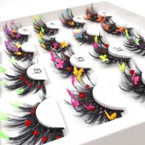 Customized Colorful Butterflies Mink Eyelashes with Diamond Dramatic Christmas Lashes