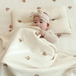 Baby Quilts Supplier - Handmade Muslin Crib Bubble Blankets Print Puff Cotton Set