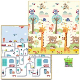 Baby Playmat Manufacturer - 200x180x1CM Double Sided Stylish Grawling Rug Foldable Foam