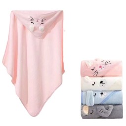 Baby Bath Towel Manufacturer - Premium Hooded Polyester Soft Kids Fiber Stripe Hat