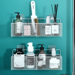 Shower Shelf - Black Metal Mesh Adhesive