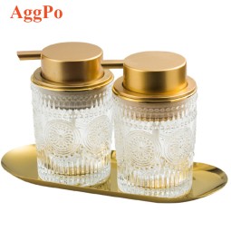 Soap Dispenser - Glass Bottle Gold Pump