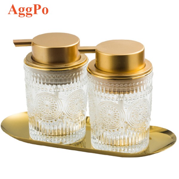 Soap Dispenser - Glass Bottle Gold Pump