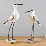 Seagull Statue - Wood Bird Decor 2pc
