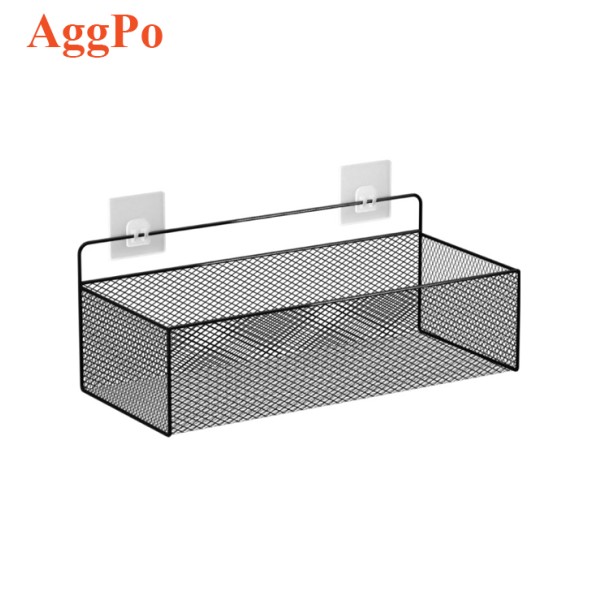 Shower Shelf - Black Metal Mesh Adhesive
