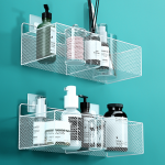 Shower Shelf - Black Metal Mesh Adhesive