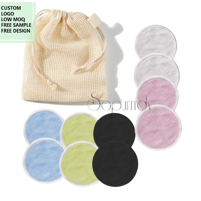 Custom Makeup Pads Factory - Colorful Bamboo Terry Reusable Facial Rounds