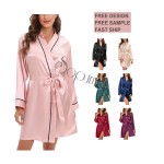 Custom Kimono Robe Factory - Women Cotton Satin Short Bathrobe Bridesmaid Gift